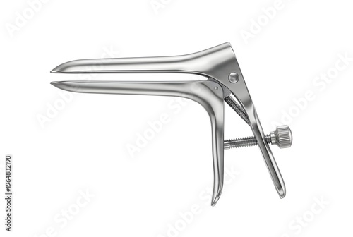 Professional Stainless Steel Vaginal Speculum - Gynecological Examination Tool Isolated on White