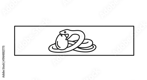 Abstract line illustration of a snake consuming an egg in a striking minimalist animal graphic