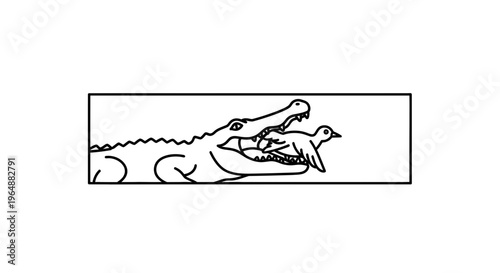 A fascinating depiction of the symbiotic relationship between a large reptile and a small avian