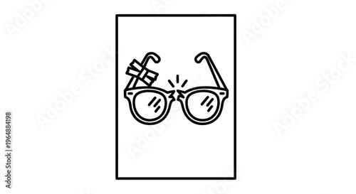 Black outline icon depicting damaged eyeglasses with a taped arm symbolizing fragile vision