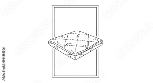 Minimalist black and white outline of a neatly folded quilted mattress pad or cozy bedding element
