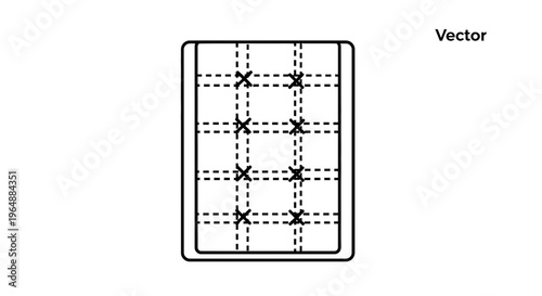 Minimalist vector illustration of a mattress design highlighting internal structure for bedding
