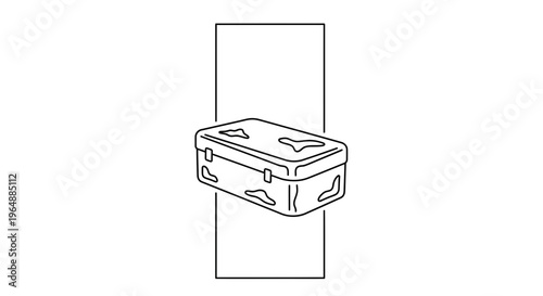 Minimalist outline illustration of a rectangular lunchbox with organic shapes, perfect for food