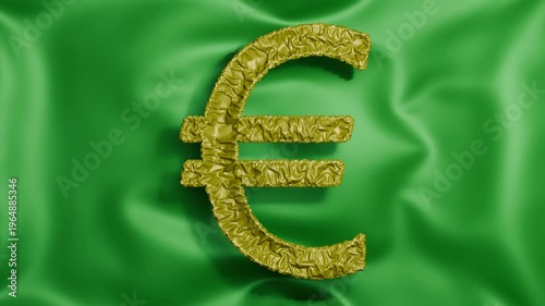 3D deflating euro sign money currency silky ripple fluid background 