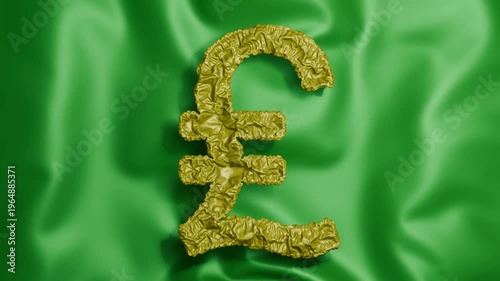 3D deflating pound sign money currency silky ripple fluid background 