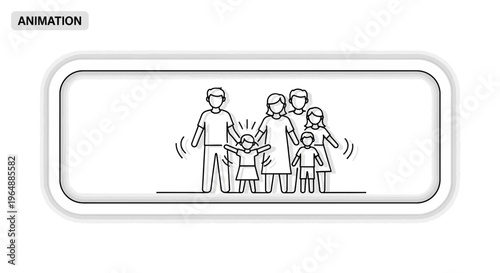 Animated outline illustration capturing the essence of a happy family's togetherness and bond