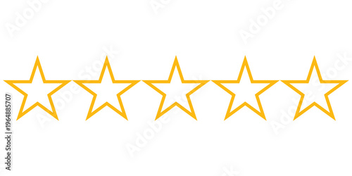Outline gold star rating icon, empty review stars, feedback score symbol, customer evaluation, rating system concept