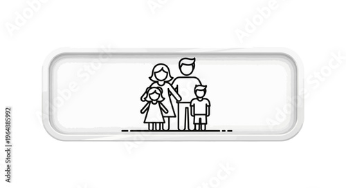 Simple outline illustration of a complete nuclear family standing together in unity, symbolizing