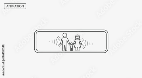 Abstract vector family connection illustration depicting parents and child with radiating wave