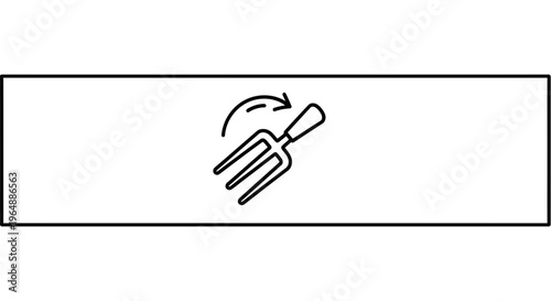 Simple outline icon depicting soil cultivation or turning with a small hand gardening fork and