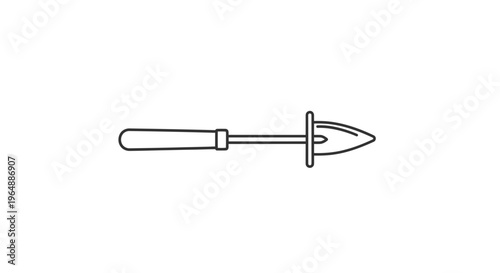 Minimalist line art icon of a small garden trowel, an essential tool for horticulture and planting