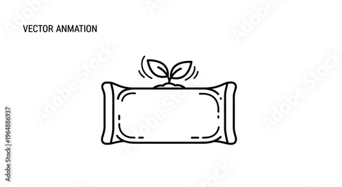 Minimalist eco-friendly packaging icon with plant sprout representing sustainable biodegradability