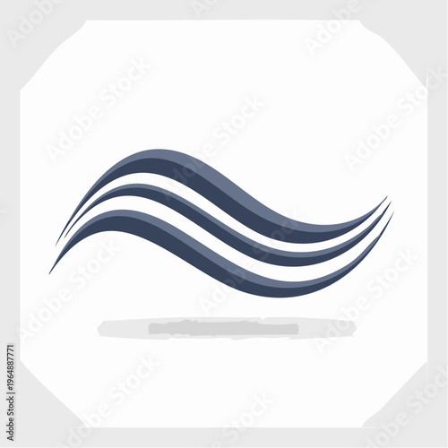 Abstract Blue Wave Design with Subtle Shadow Effect for Branding and Graphic Elements