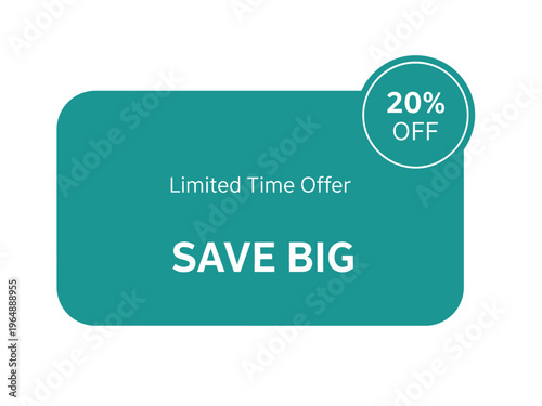 Limited Time Offer Save Big with 20% Off Discount Tag for Retail Promotions and Special Sales Events