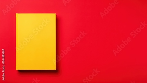 Geometric Harmony of Color: A striking visual composition, featuring a vibrant yellow rectangle elegantly positioned against a bold red backdrop.