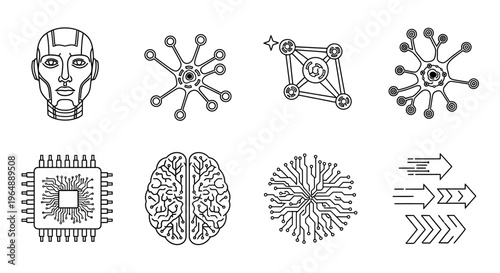 Technology and innovation concept icons set.