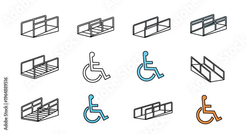 Wheelchair accessibility sign icons set.