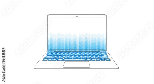 Laptop computer with blue keyboard.