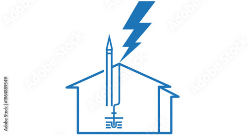 Lightning strikes a house roof top.
