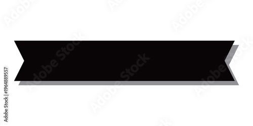 影付きのデザインで立体感を出した、シンプルな黒いリボン型の見出しラベル