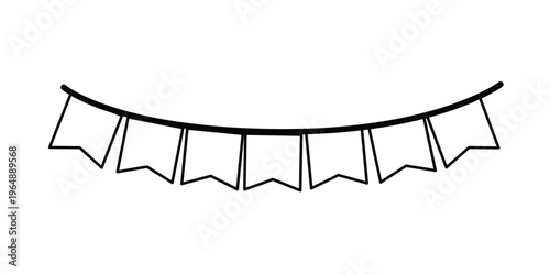 シンプルな線画で描かれた、パーティーやイベントに最適なガーランドのイラスト