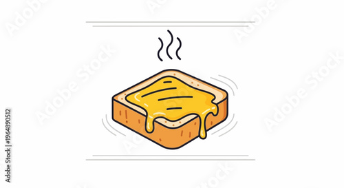 Delicious golden melted cheese toast illustration, a perfect warm breakfast snack option