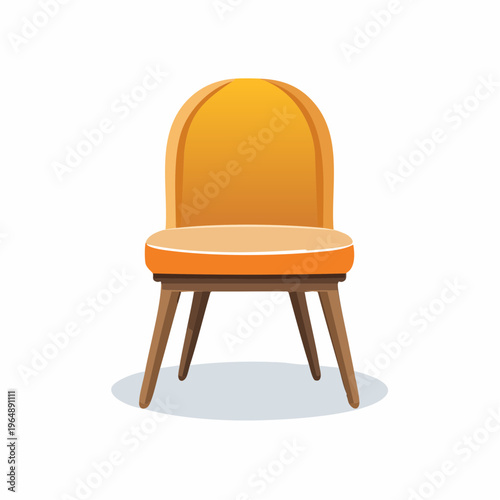 Stylish and modern orange upholstered dining chair with wooden legs, perfect for contemporary home interior decor and comfortable seating