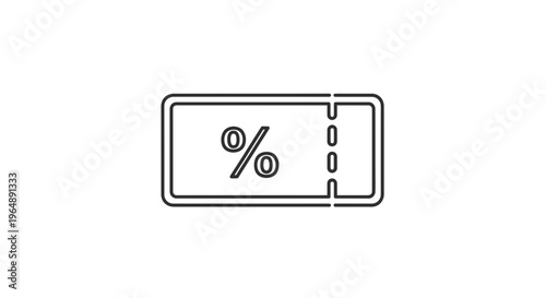 Minimalist black outline vector icon of a discount coupon or promotional offer ticket for shopping