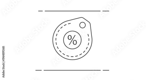 Minimalist black line art icon representing a circular discount tag with a prominent percentage