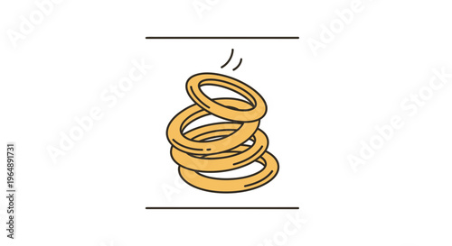 Dynamic illustration of golden crispy onion rings stacked perfectly for a delicious snack
