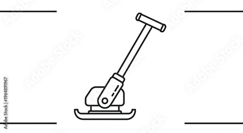 minimalist line art icon of a modern winter snow sled with handle for outdoor fun