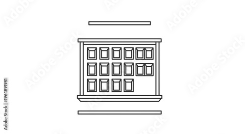 Minimalist black and white line art illustration of a desk calendar grid for planning and