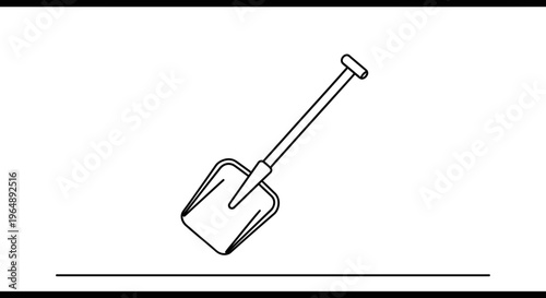 Minimalist Line Drawing of a Classic Shovel Tool for Digging and Gardening Projects and Construction