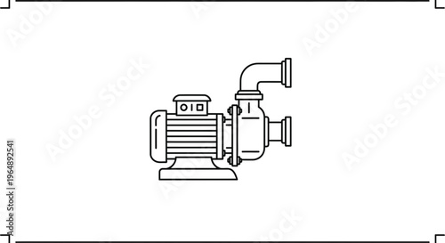 Essential industrial centrifugal pump line art icon for fluid transfer systems applications