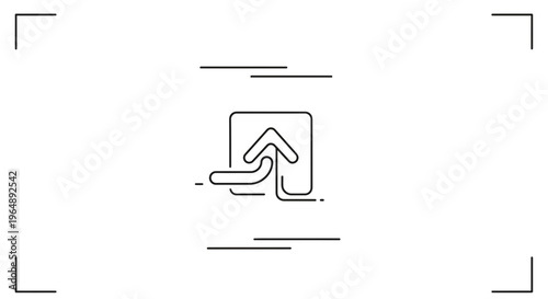 Modern abstract upload symbol depicting data transfer process with sleek line art design isolated