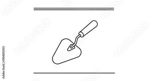 Minimalist line art illustration of a construction trowel on a white background icon vector