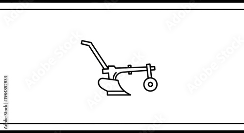 Agricultural hand plow line icon representing traditional farming tools for soil preparation and