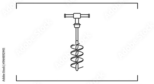 Manual earth auger line drawing illustrating a versatile ground drilling tool for various tasks