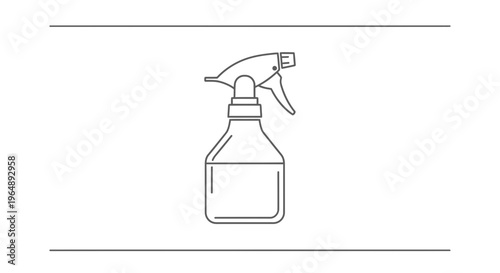 Simple line art illustration of a versatile spray bottle for various cleaning and care applications