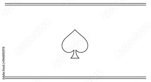 Elegant line art illustration of a classic spade symbol, representing card games and luck