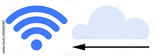 Data transfer concept. wireless signal indicating data transmission to the cloud. Data transfer for cloud services, file sharing, and network functionality. For tech, cloud computing, data storage