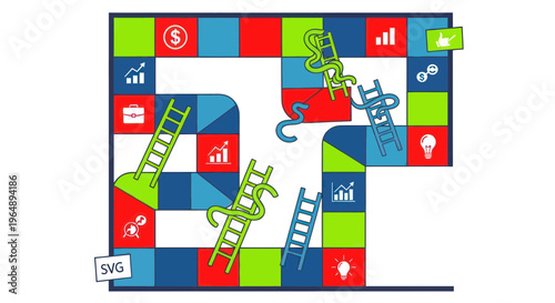 Business Board Game with Ladders and Snakes - Success and Failure Concept