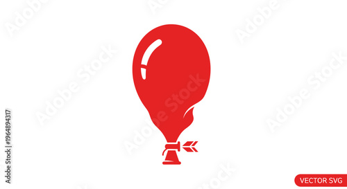 Red Balloon with Arrow Piercing - Symbol of Danger, Risk, or Failed Celebration