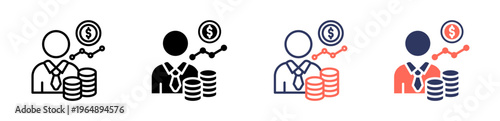 investor icon set multiple style collection