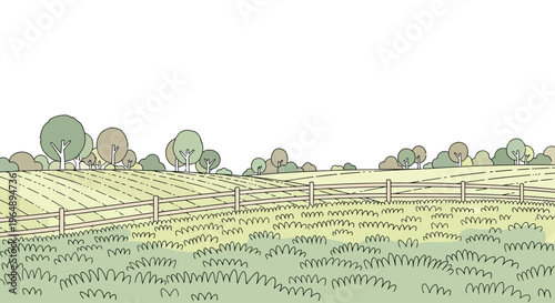 Fence in a green grassy field.