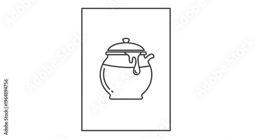 Clean line art illustration showcasing a ceramic pot filled with natural sweetener and a
