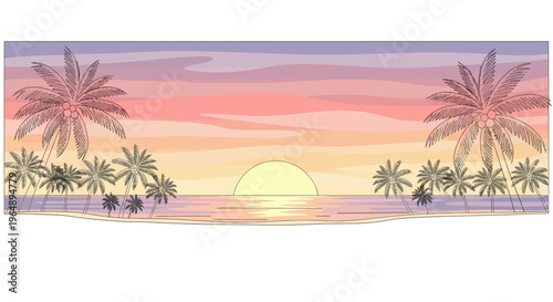 Palm trees on a tropical beach.