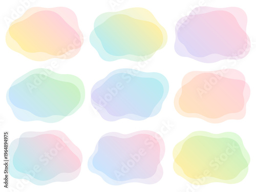 カラフルなグラデーションの重なった不定形のフレームセット