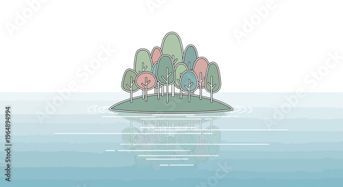 Small island with trees and flowers.