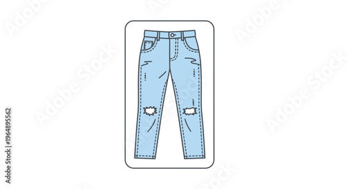 Stylish light blue distressed denim jeans apparel icon representing modern casual fashion